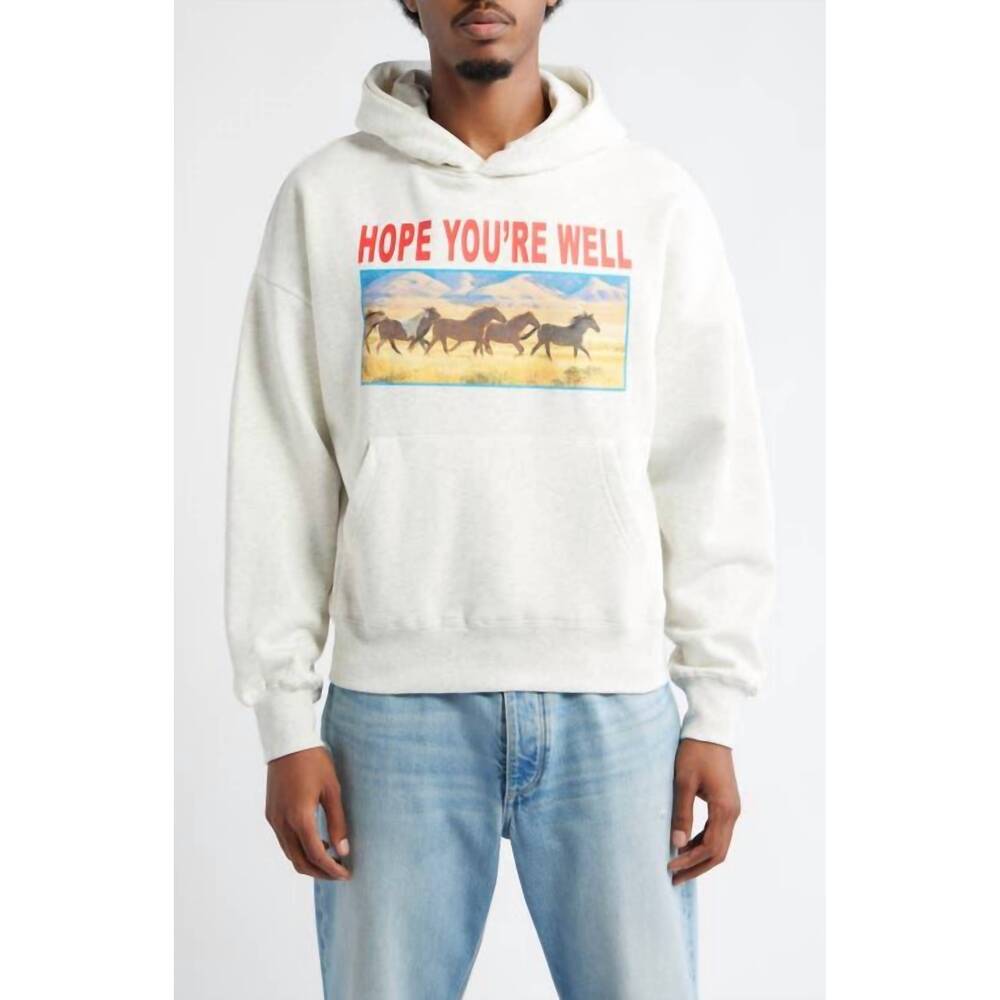 NEW JUNGLES horses hoodie with kangaroo pocket in grey